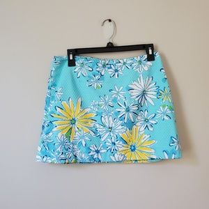 LILLY PULITZER | Blue, White, Yellow Daisy Tate Mini Skirt | 2